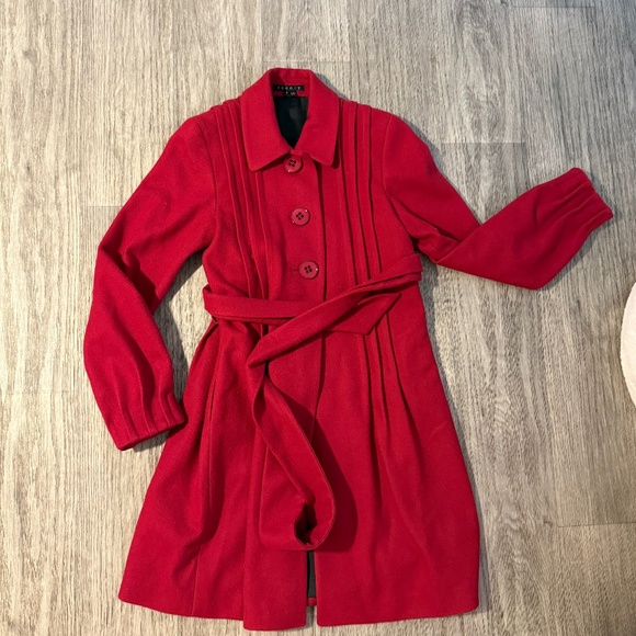 Theory Red Wool Trench Coat - Picture 1 of 4